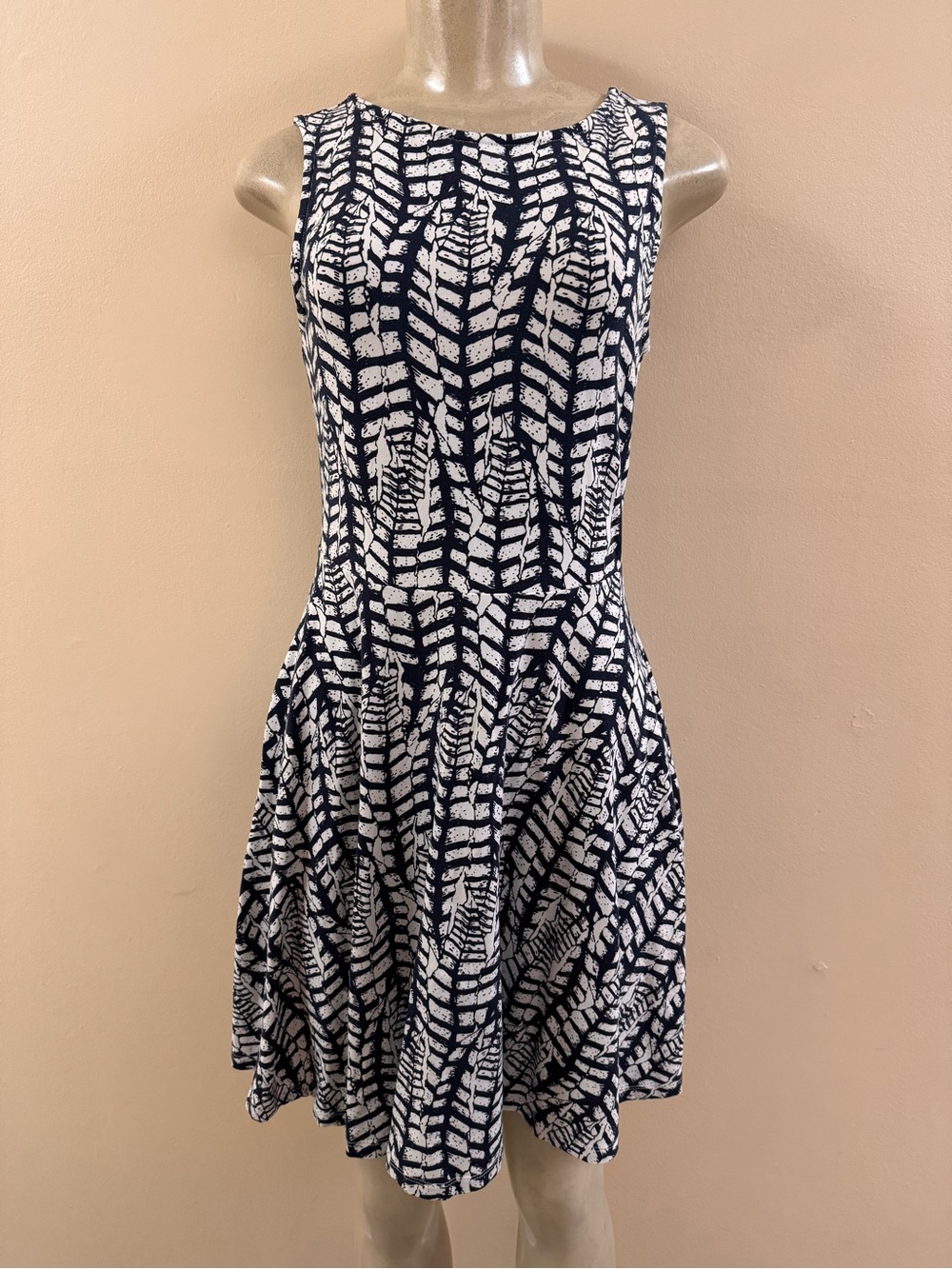 Lascana Navy Sleeveless Fit & Flare Dress Size 2